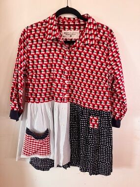 Shari B. Green Scotty Dog Blouse L Novelty Quirky 4th of July- see measurements